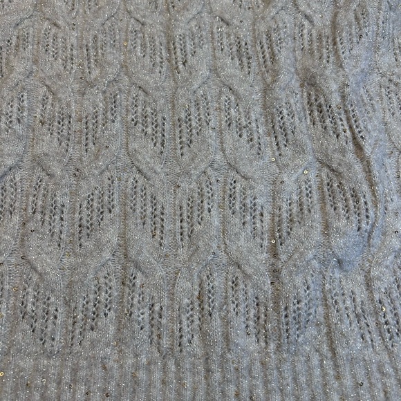 Express Tan with Gold Sequins Cable Knit Sweater - Picture 8 of 15